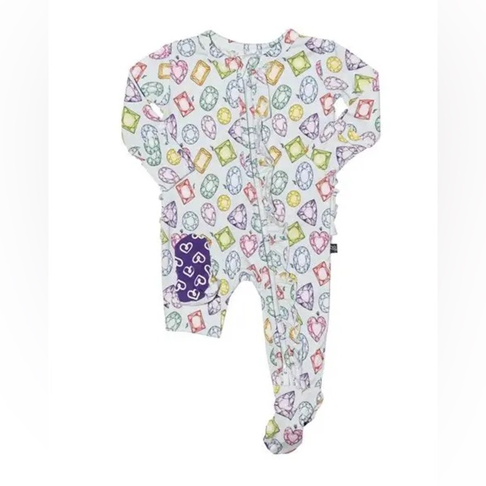 Gemstone Print Kids Footie Pajamas